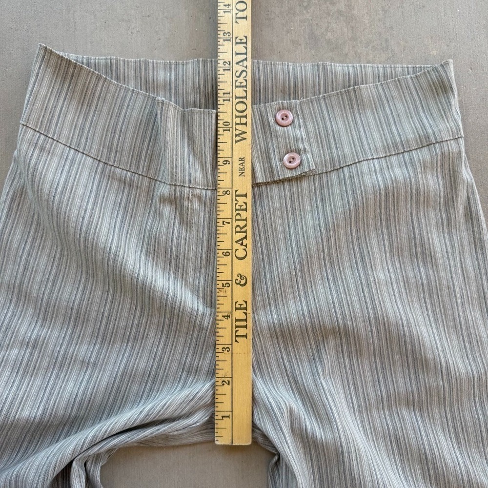 Rue21 Y2K Striped Flare Pants Womens 11/12 Beige High Rise Stretch Retro - Picture 6 of 7